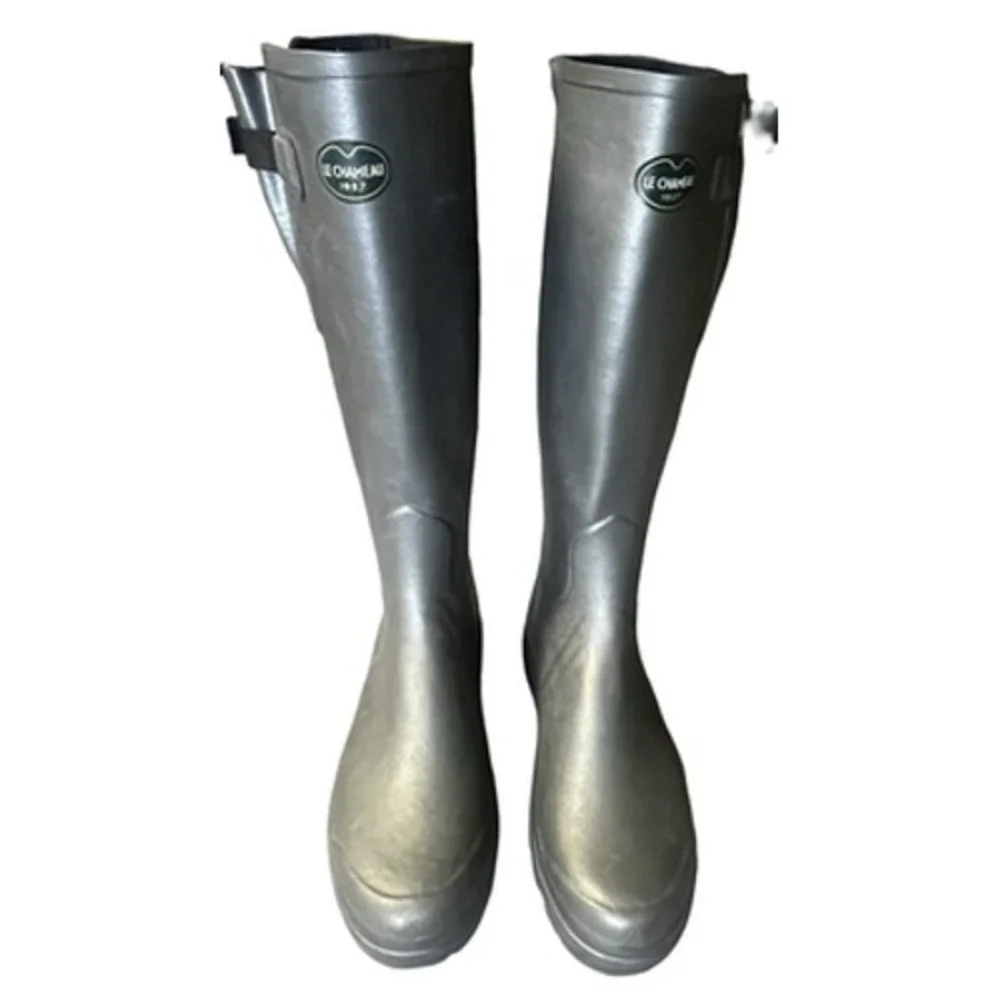 Le Chameau Neoprene Lined Rubber Hunting Rain Boots EU 41 Green Gray Morocco